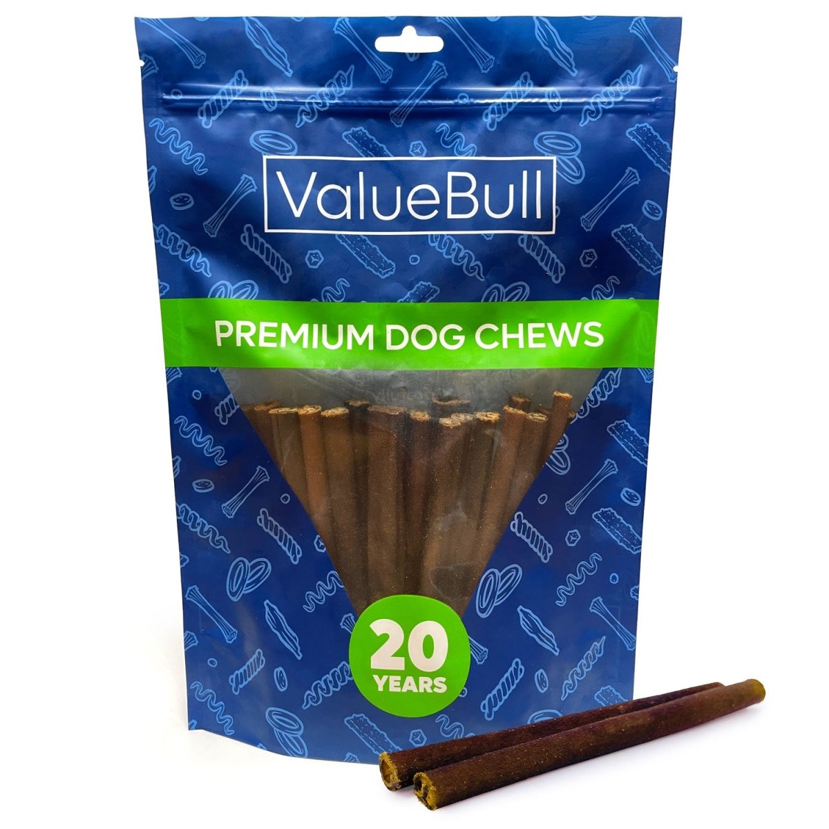 ValueBull USA Collagen Sticks For Small Dogs, Bully Sticks & Rawhide Alternative, Thin 6 Inch, 25 Count - ValuePetSupplies