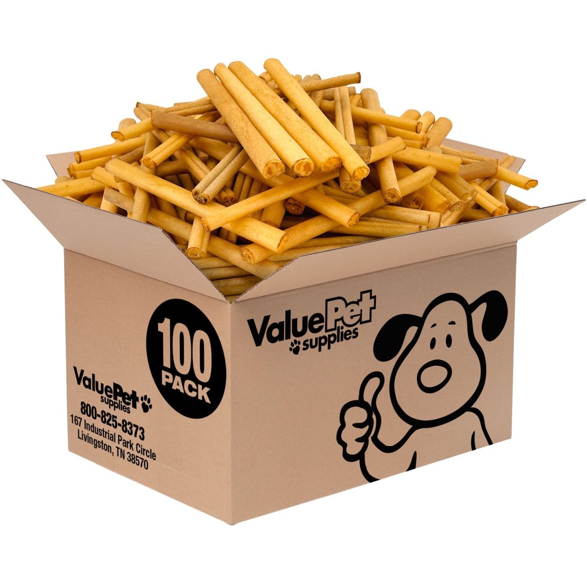 ValueBull USA Collagen Sticks for Small Dogs, 6 Inch Thin Chews, Natural Lightly Smoked Dog Treats, 100 Count BULK PACK - ValuePetSupplies