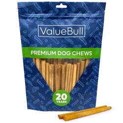 ValueBull USA Collagen Sticks, Beef Dog Chews, Lightly Smoked, Thin 6 Inch, 25 Count - ValuePetSupplies