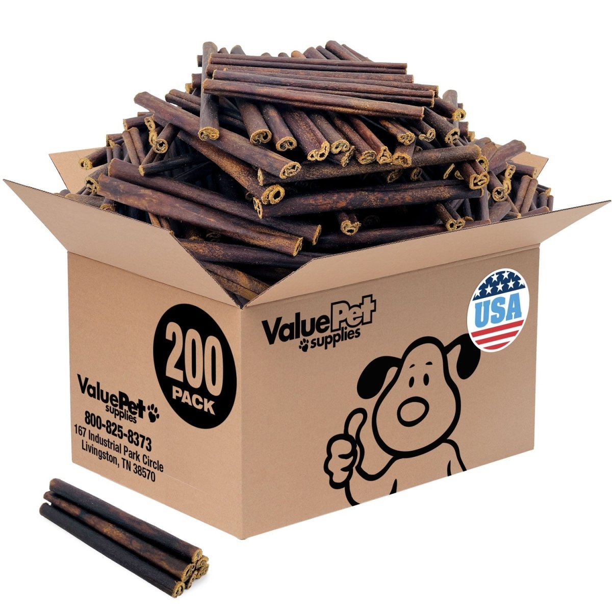 ValueBull USA Collagen Sticks for Small Dogs, 6 Inch Thin Chews, Natural Dog Treats, 200 Count Bulk Pack - ValuePetSupplies