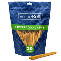 ValueBull USA Collagen Sticks, Beef Dog Chews, Lightly Smoked, Extra Thin 6 Inch, 50 Count - ValuePetSupplies