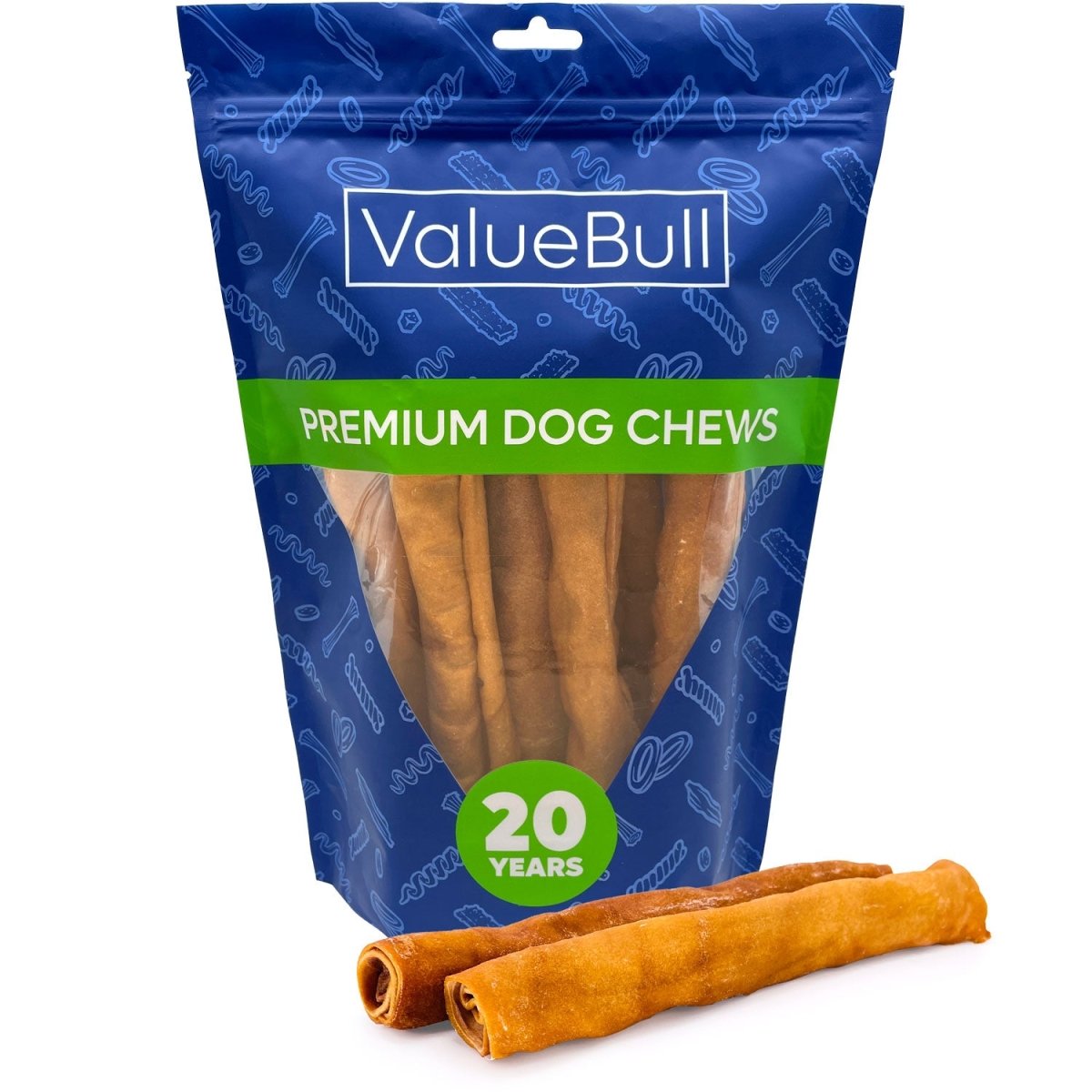 ValueBull USA Collagen Retriever Rolls, Dog Chews, Natural Beef, Chicken Infused, 9 Inch, 10 Count - ValuePetSupplies