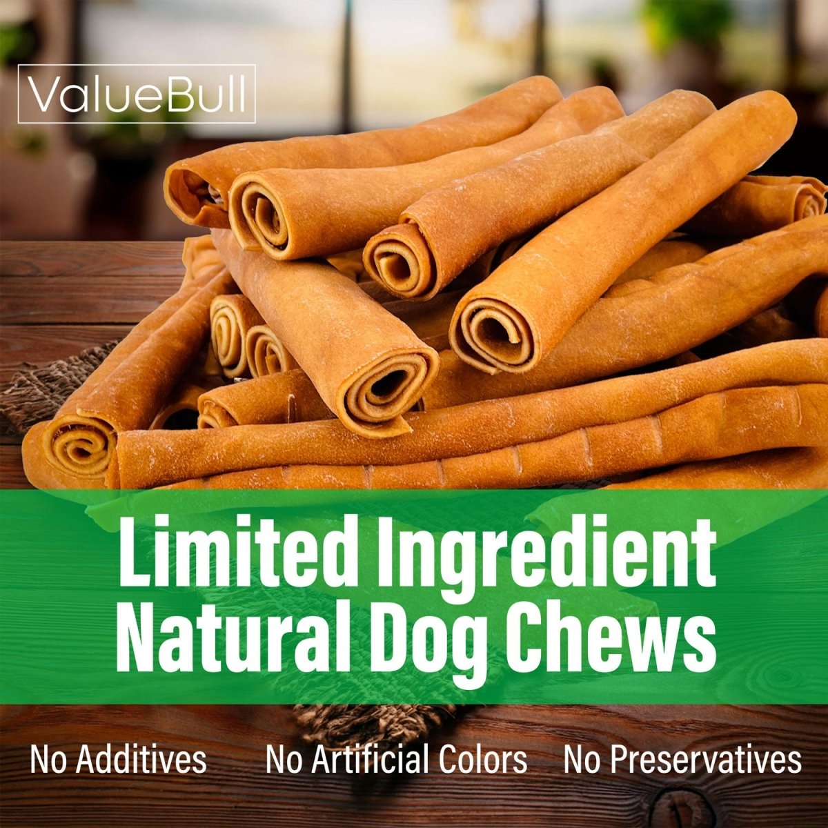 ValueBull USA Collagen Retriever Rolls, Dog Chews, Natural Beef, Chicken Infused, 9 Inch, 10 Count - ValuePetSupplies