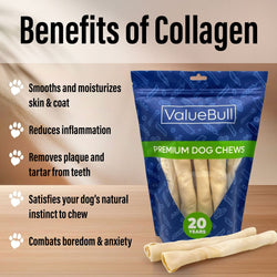 ValueBull USA Collagen Retriever Rolls, Dog Chews, Natural Beef, 9 Inch, 10 Count - ValuePetSupplies