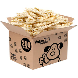 ValueBull USA Collagen Braids, Dog Chews, Natural Beef, Medium 12 Inch, 200 Count BULK PACK - ValuePetSupplies