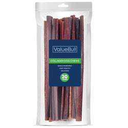 ValueBull USA Collagen Sticks For Dogs, Bully Sticks & Rawhide Alternative, Medium 12 Inch, 10 Count - ValuePetSupplies
