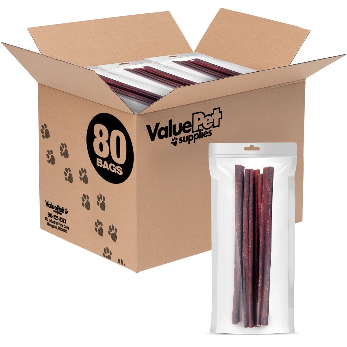ValueBull USA Collagen Sticks For Dogs, Bully Sticks & Rawhide Alternative, Medium 12 Inch, 400 Count RESALE PACKS (80 x 5 Count) - ValuePetSupplies