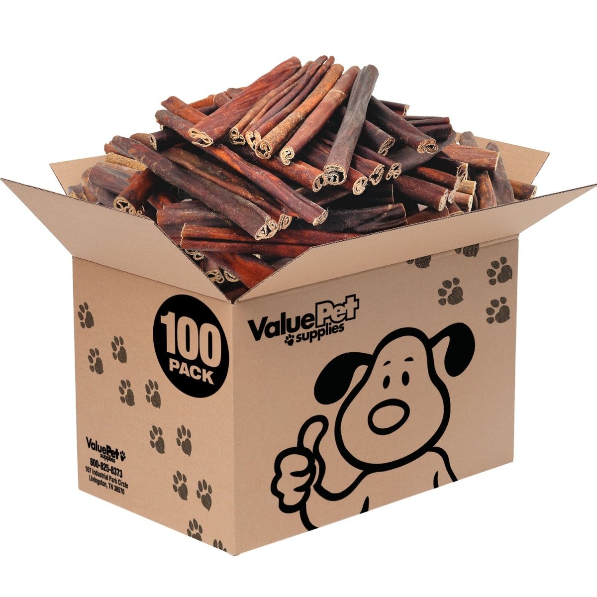 ValueBull USA Collagen Sticks For Dogs, Bully Sticks & Rawhide Alternative, Super Jumbo 12 Inch, 100ct BULK PACK - ValuePetSupplies