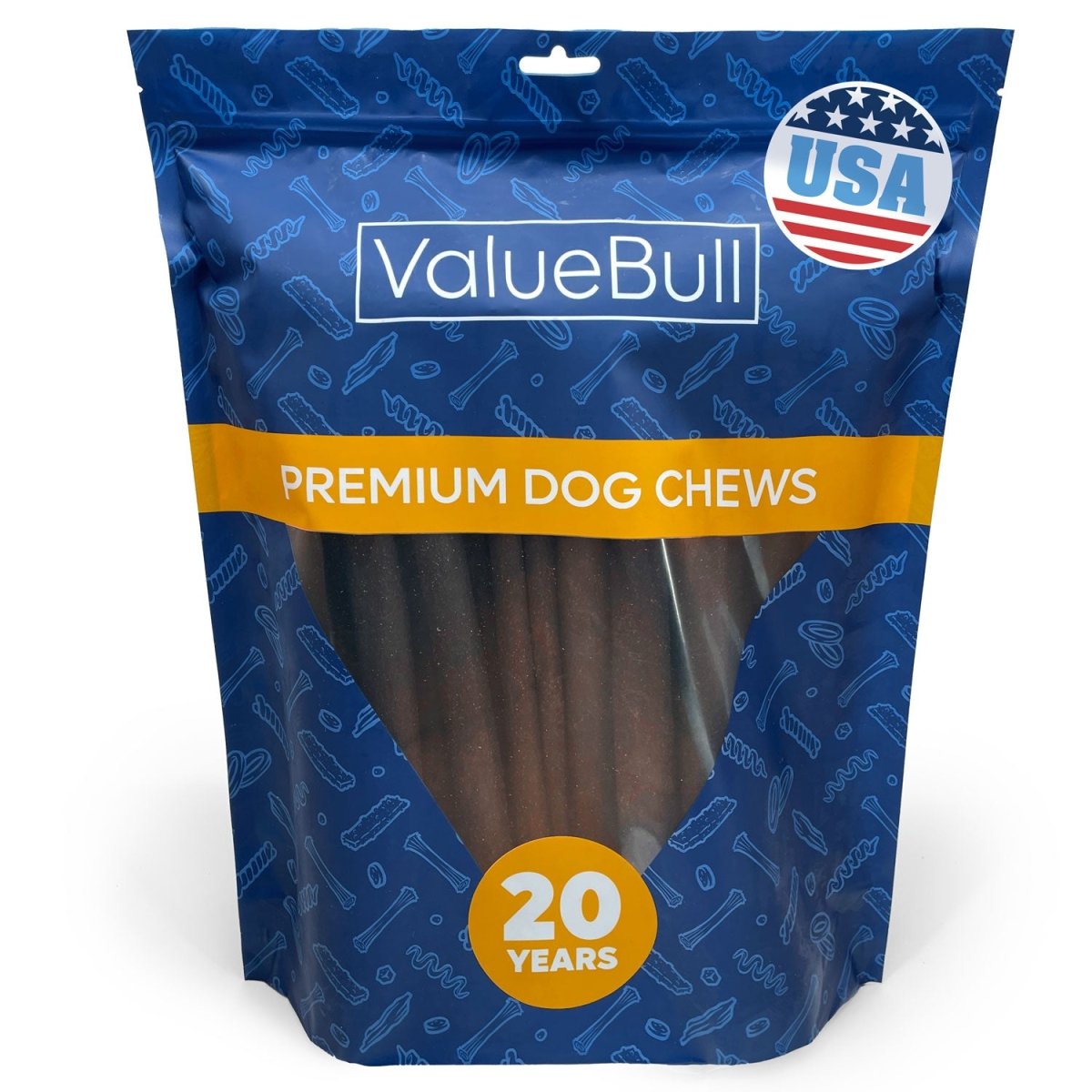 ValueBull USA Collagen Sticks for Dogs, 12 Inch Super Jumbo Chews, Natural Long - Lasting Dog Treats, 25 Count - ValuePetSupplies