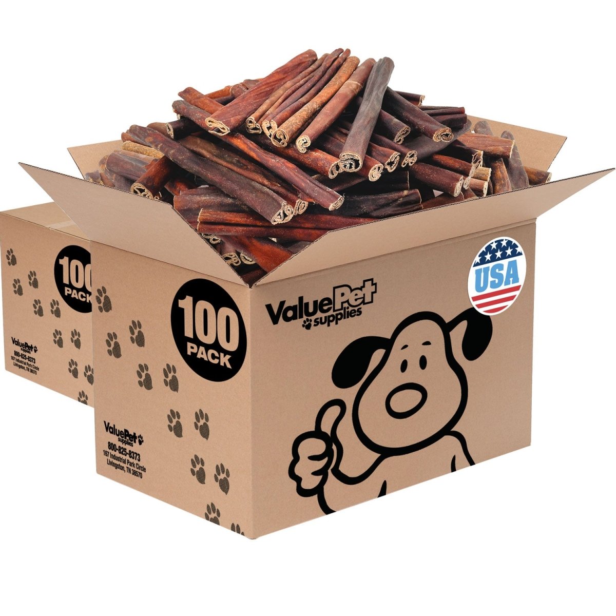 ValueBull USA Collagen Sticks for Dogs, 12 Inch Super Jumbo Chews, Natural Long - Lasting Dog Treats, 200 Count Wholesale Pack - ValuePetSupplies