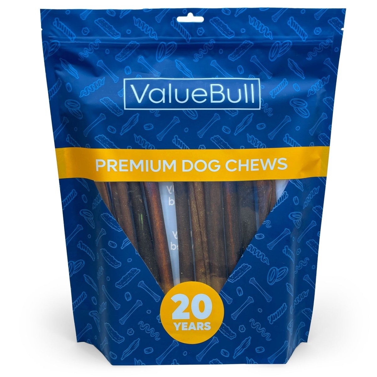 ValueBull USA Collagen Sticks For Dogs, Bully Sticks & Rawhide Alternative, Thick 12 Inch, 10 Count - ValuePetSupplies