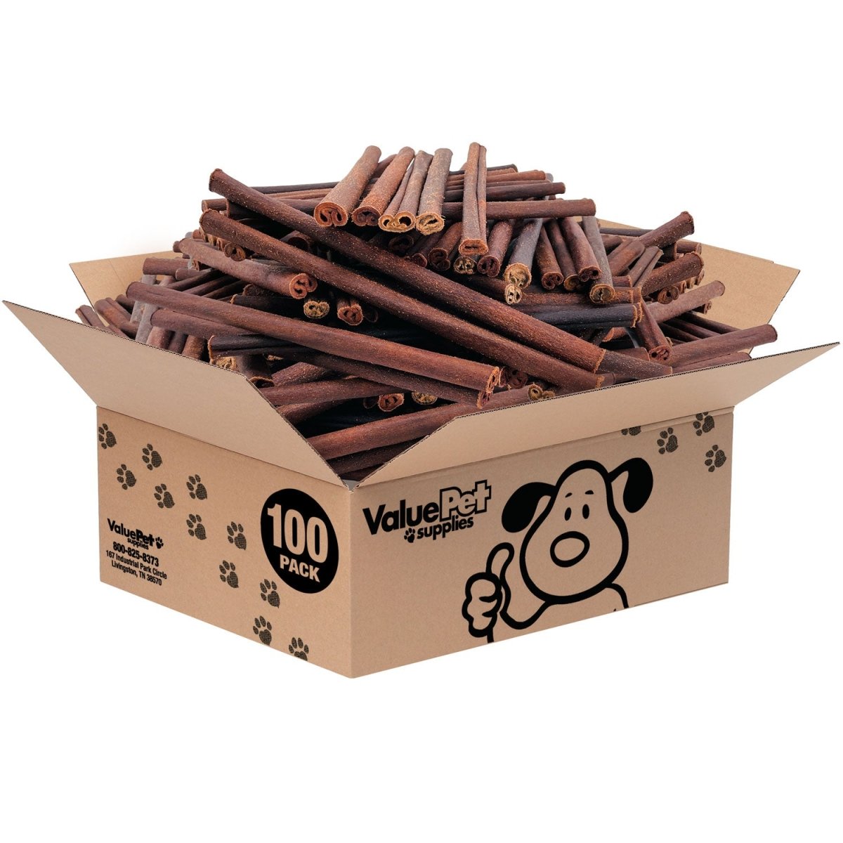 ValueBull USA Collagen Sticks For Dogs, Bully Sticks & Rawhide Alternative, Thick 12 Inch, 100 Count BULK PACK - ValuePetSupplies