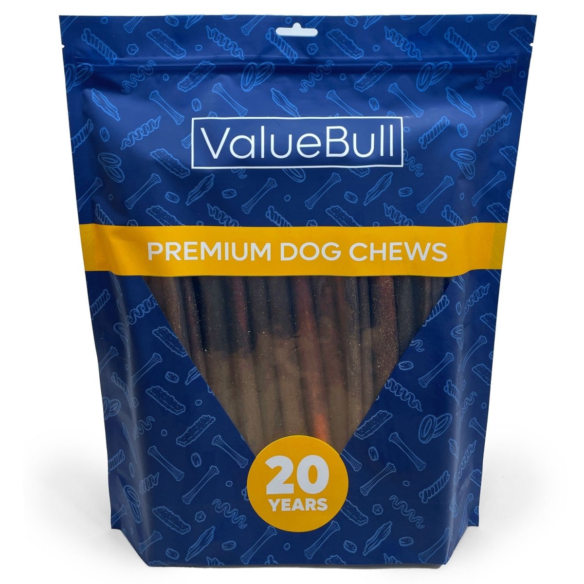 ValueBull USA Collagen Sticks For Dogs, Bully Sticks & Rawhide Alternative, Thick 12 Inch, 25 Count - ValuePetSupplies