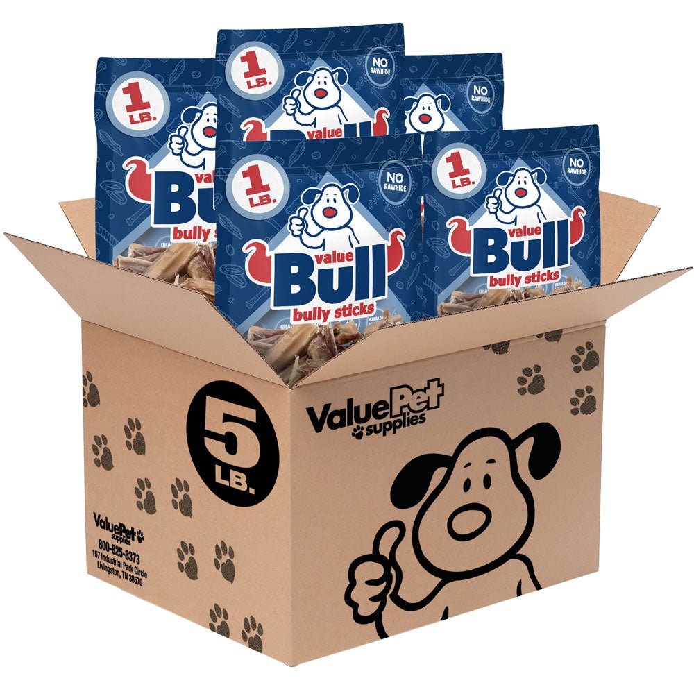 ValueBull USA Bully Stick Bits Dog Treats, 0 - 4 Inch, Odor Free, 5 Pounds - ValuePetSupplies