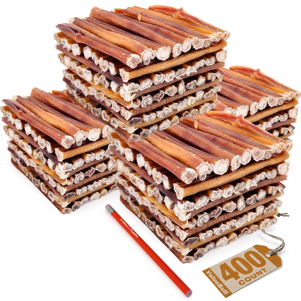 ValueBull USA Bully Sticks for Dogs, Medium 6 Inch, 400 Count Wholesale Pack - ValuePetSupplies