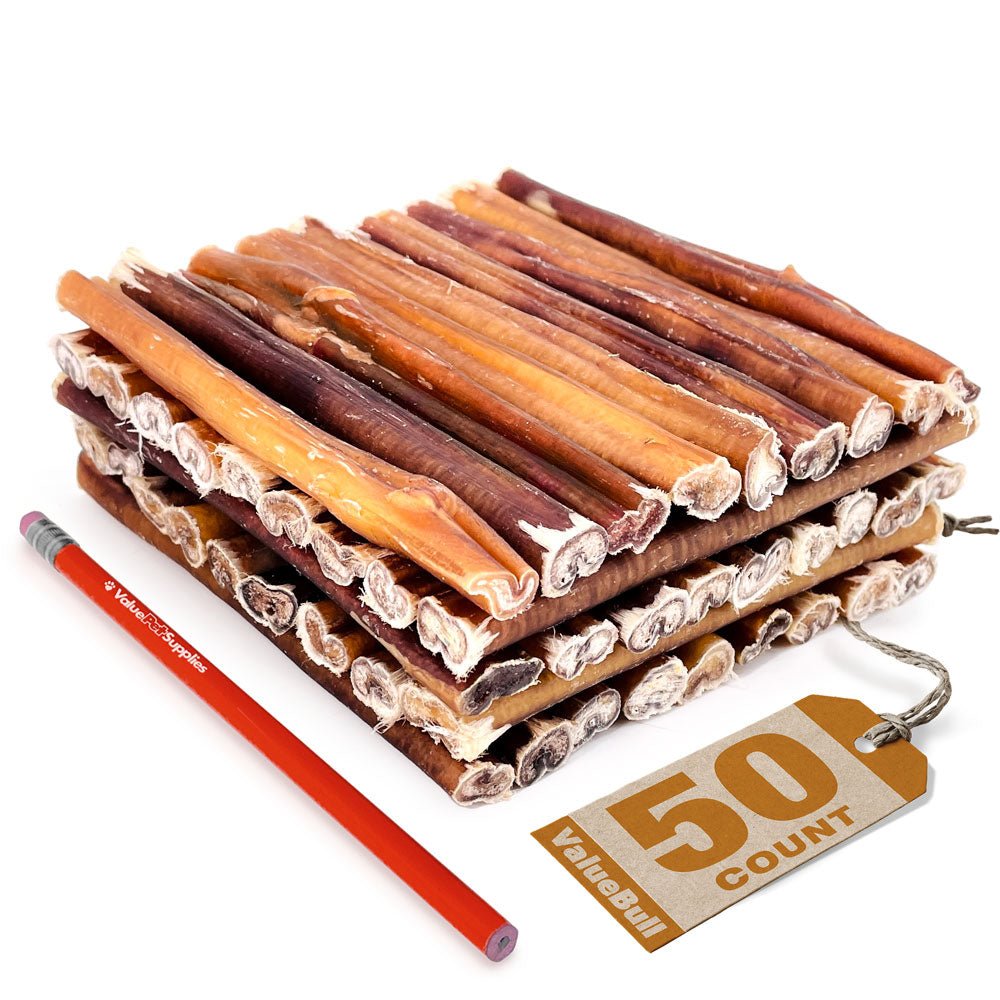 ValueBull USA Bully Sticks for Dogs, Medium 6 Inch, 50 Count - ValuePetSupplies