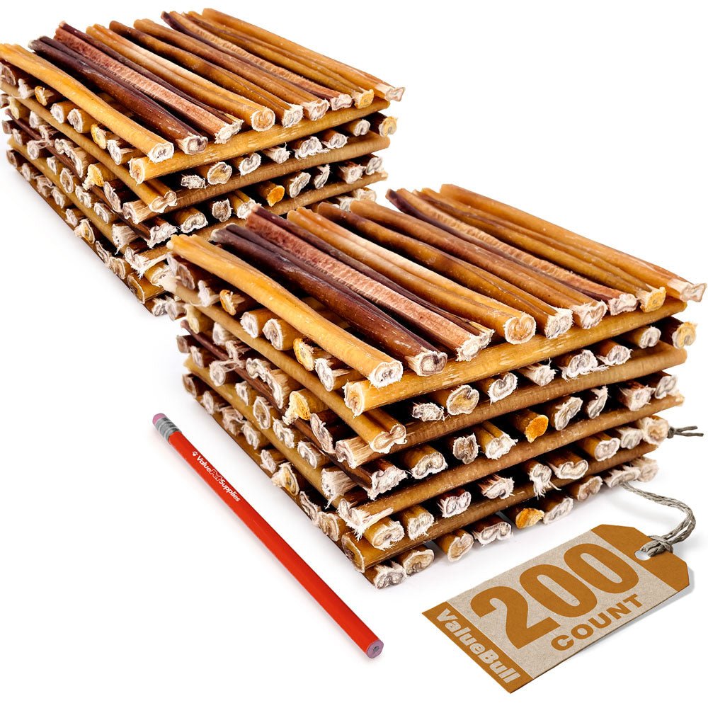 ValueBull USA Bully Sticks for Small Dogs, Thin 6 Inch, 200 Count Bulk Pack - ValuePetSupplies