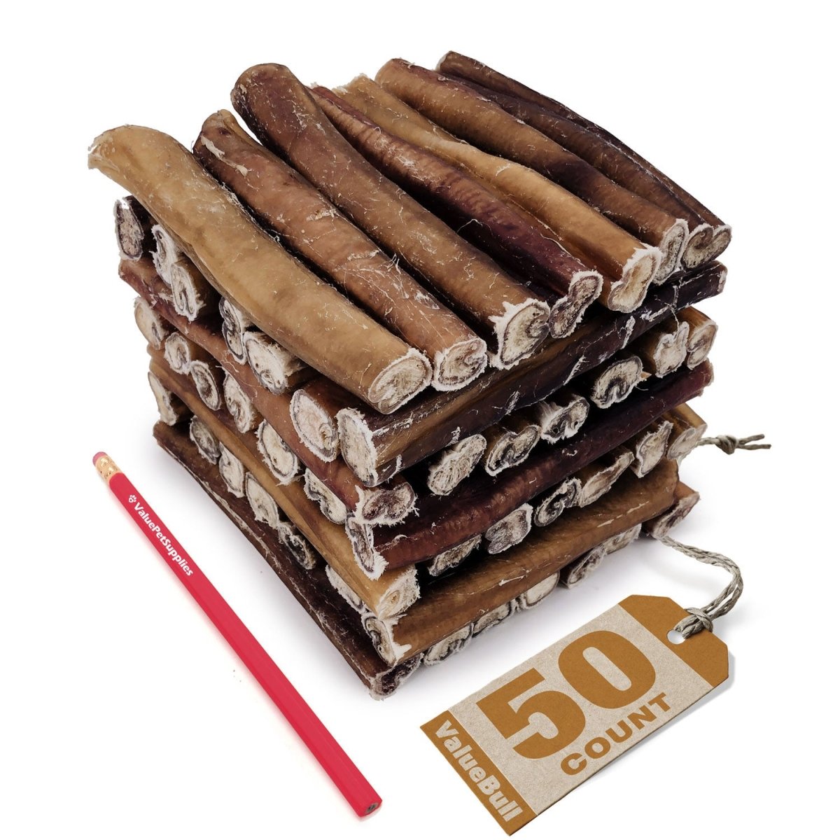 ValueBull USA Bully Sticks, Super Jumbo 6 Inch, 50 Count - ValuePetSupplies
