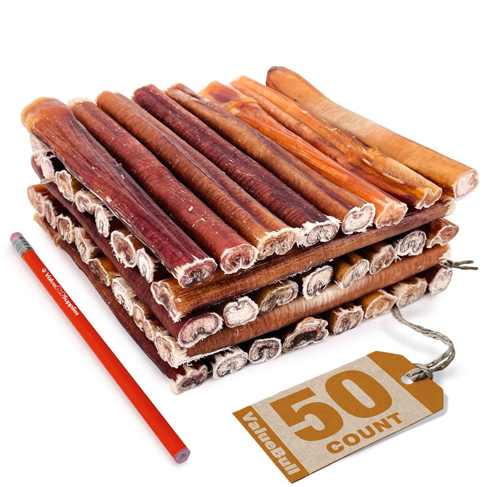 ValueBull USA Bully Sticks, Thick 6 Inch, 50 Count - ValuePetSupplies
