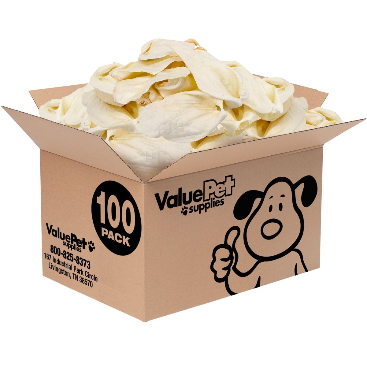 ValueBull Premium Cow Ears, Large, 100 Count Count BULK PACK - ValuePetSupplies