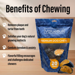 ValueBull Cheese Stuffed Beef Hooves Dog Chews, 100 Count Wholesale Pack - ValuePetSupplies