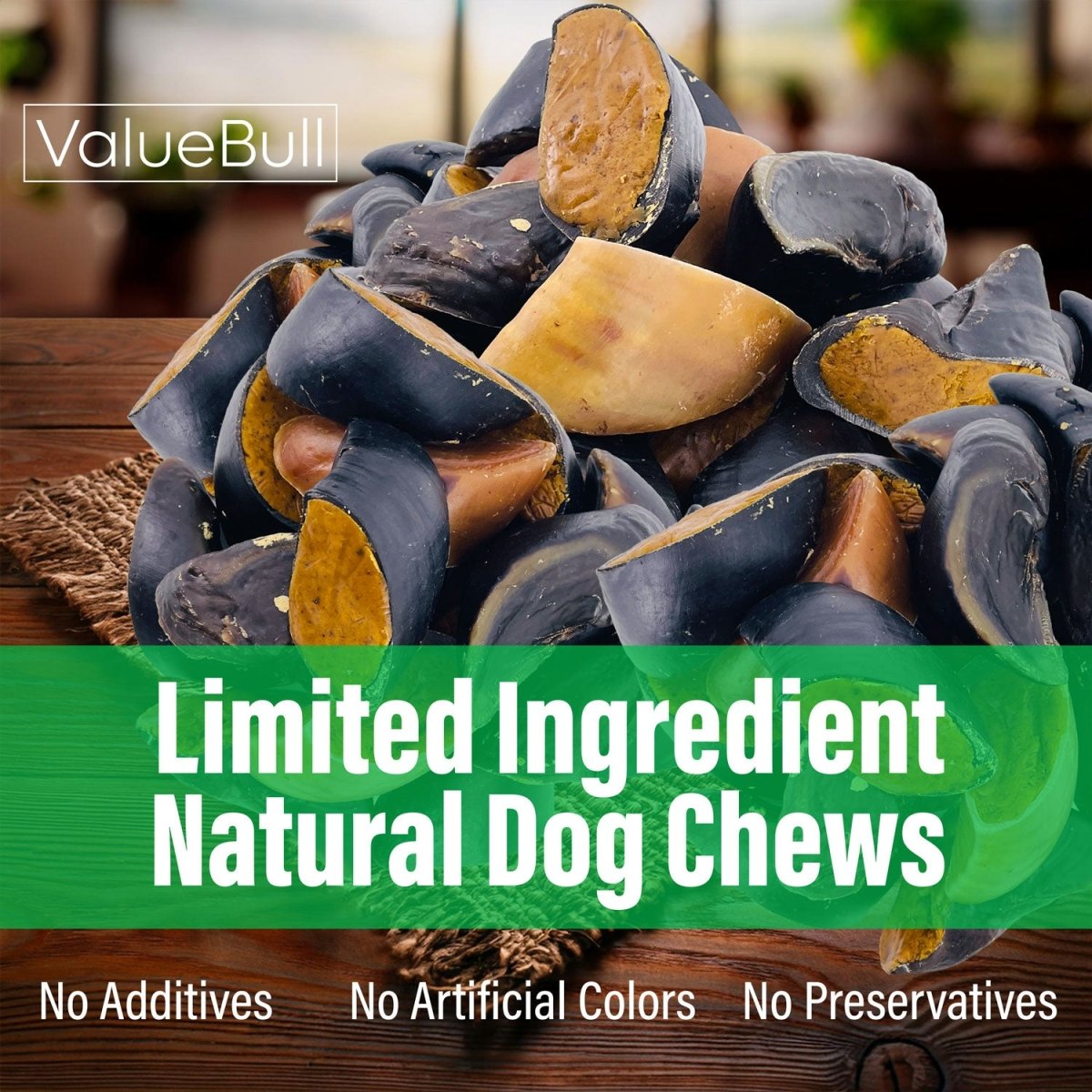 ValueBull Cheese Stuffed Beef Hooves Dog Chews, 100 Count Wholesale Pack - ValuePetSupplies