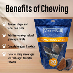ValueBull Stuffed Beef Hooves Dog Chews, Peanut Butter, 100 Count Wholesale Pack - ValuePetSupplies