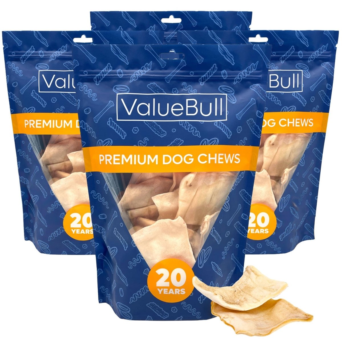 ValueBull USA Rawhide Chips, 4 Pound - Natural,1 Pound (Pack of 4)