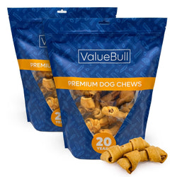 ValueBull USA Rawhide Dog Bones, Premium Thick Cut, 4 Inch, Chicken Infused, 50 Count - ValuePetSupplies