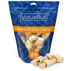 ValueBull USA Rawhide Dog Bones, Premium Thick Cut, 4 Inch, Natural Flavor, 10 Count - ValuePetSupplies