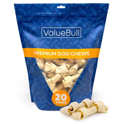 ValueBull USA Rawhide Dog Bones, Premium Thick Cut, 4 Inch, Natural Flavor, 25 Count - ValuePetSupplies