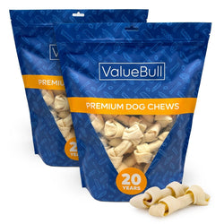 ValueBull USA Rawhide Dog Bones, Premium Thick Cut, 4 Inch, Natural Flavor, 50 Count - ValuePetSupplies