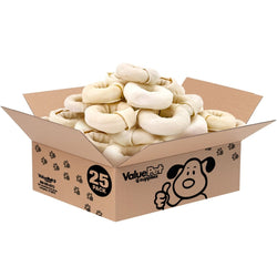 ValueBull USA Beef Rawhide Donut Rings, Premium Thick Cut, 25 Count Bulk Pack - ValuePetSupplies