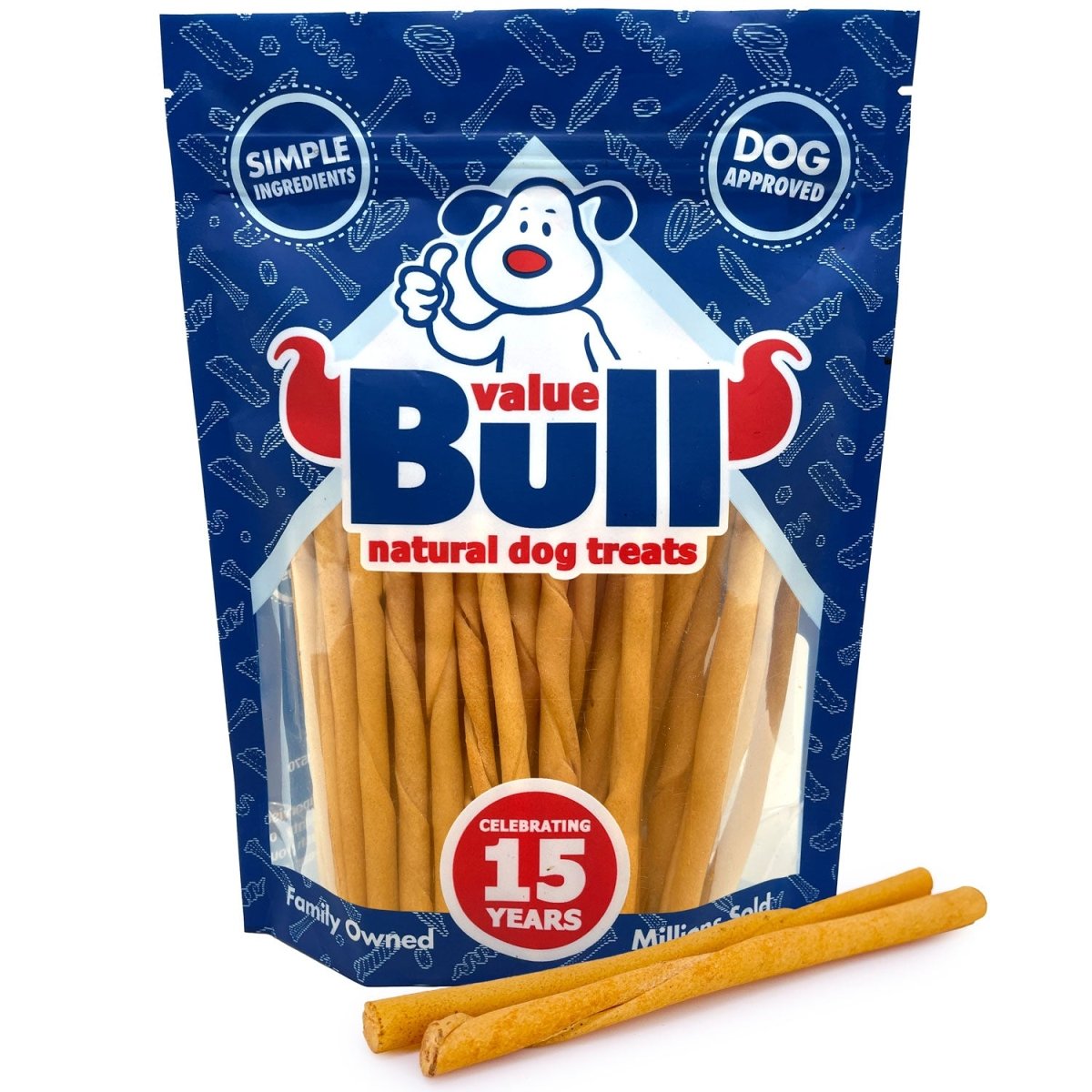 ValueBull USA Rawhide Twists for Small Dogs, 5 Inch, Smoked, Varied Thicknesses, 50 Count - ValuePetSupplies