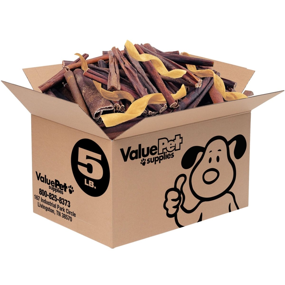 ValueBull Collagen Sticks For Dogs, Bully Sticks & Rawhide Alternative, Varied Shapes & Sizes, 5 lb BULK PACK - ValuePetSupplies