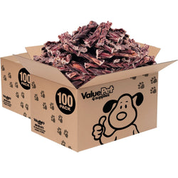 ValueBull Beef Jerky Gullet Braids, Premium Dog Chews, Thick 6 Inch, 200 Count BULK PACK - ValuePetSupplies