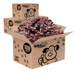 ValueBull Beef Jerky Gullet Braids, Premium Dog Chews, Thick 6 Inch, 400 Count WHOLESALE PACK - ValuePetSupplies