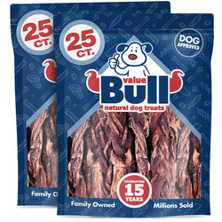 ValueBull Beef Jerky Gullet Braids, Premium Dog Chews, Thick 6 Inch, 50 Count - ValuePetSupplies