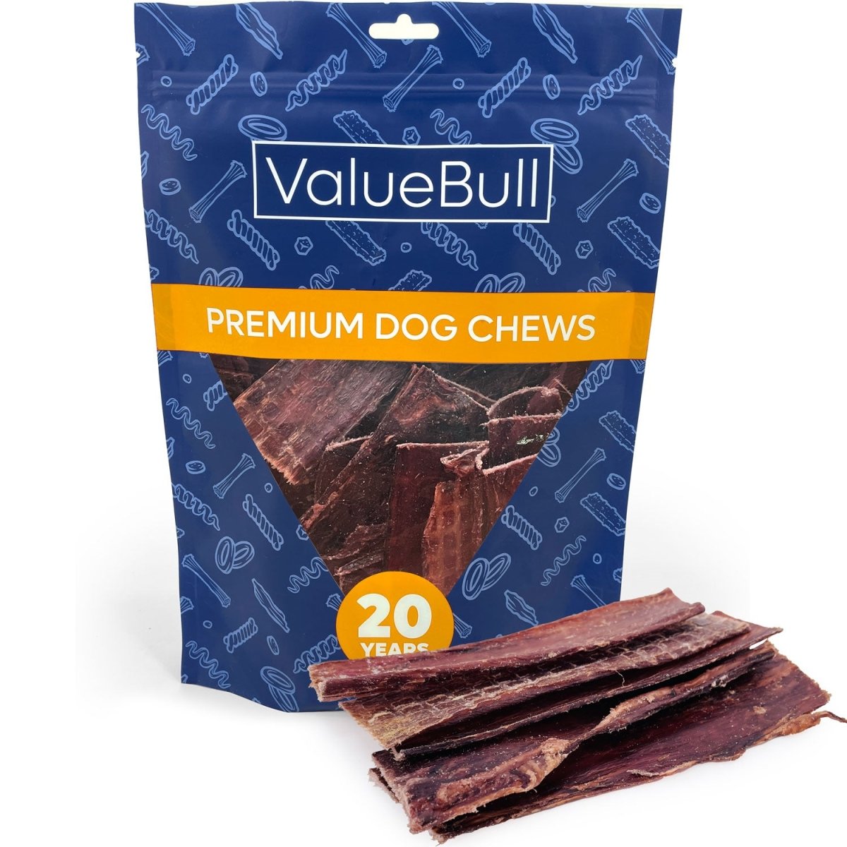 ValueBull Beef Jerky Gullet Strips Dog Chews, 25 Count - ValuePetSupplies