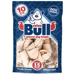 ValueBull USA Rawhide Dog Bones, Premium Thick Cut, 6 Inch, Natural Beef Flavor, 10 Count - ValuePetSupplies