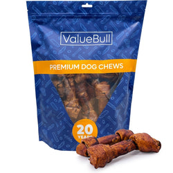 ValueBull USA Rawhide Dog Bones, Premium Thick Cut, 6 Inch, Natural Beef Flavor, 10 Count - ValuePetSupplies