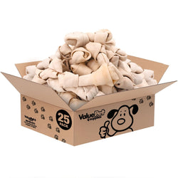 ValueBull USA Rawhide Dog Bones, Premium Thick Cut, 6 Inch, Natural Beef Flavor, 25 Count - ValuePetSupplies