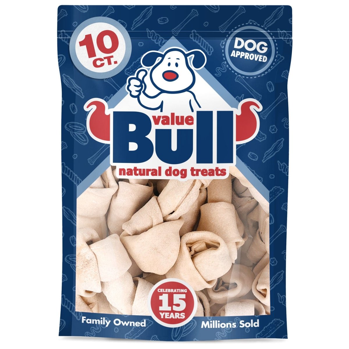 ValueBull USA Rawhide Dog Bones, Premium Thick Cut, 6 Inch, Natural Flavor, 10 Count - ValuePetSupplies