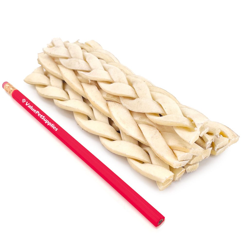 ValueBull Beef Cheek Braids, Long Lasting Dog Chews, 5 - 6 Inch, 200 Count BULK PACK - ValuePetSupplies