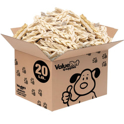 ValueBull Beef Cheek Braids, Long Lasting Dog Chews, 5 - 6 Inch, 20 Pound BULK PACK - ValuePetSupplies