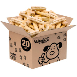 ValueBull Beef Cheek Rolls, Long Lasting Dog Chews, Jumbo 5 - 6 Inch, 20 Pound BULK PACK - ValuePetSupplies