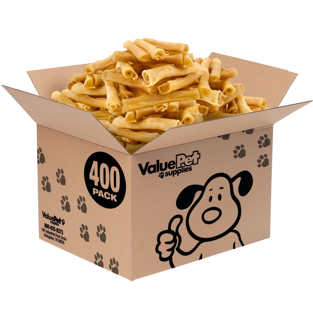 ValueBull Buffalo Collagen Sticks, Bully Sticks & Rawhide Alternative, Jumbo 6 Inch, 400 Count WHOLESALE PACK - ValuePetSupplies
