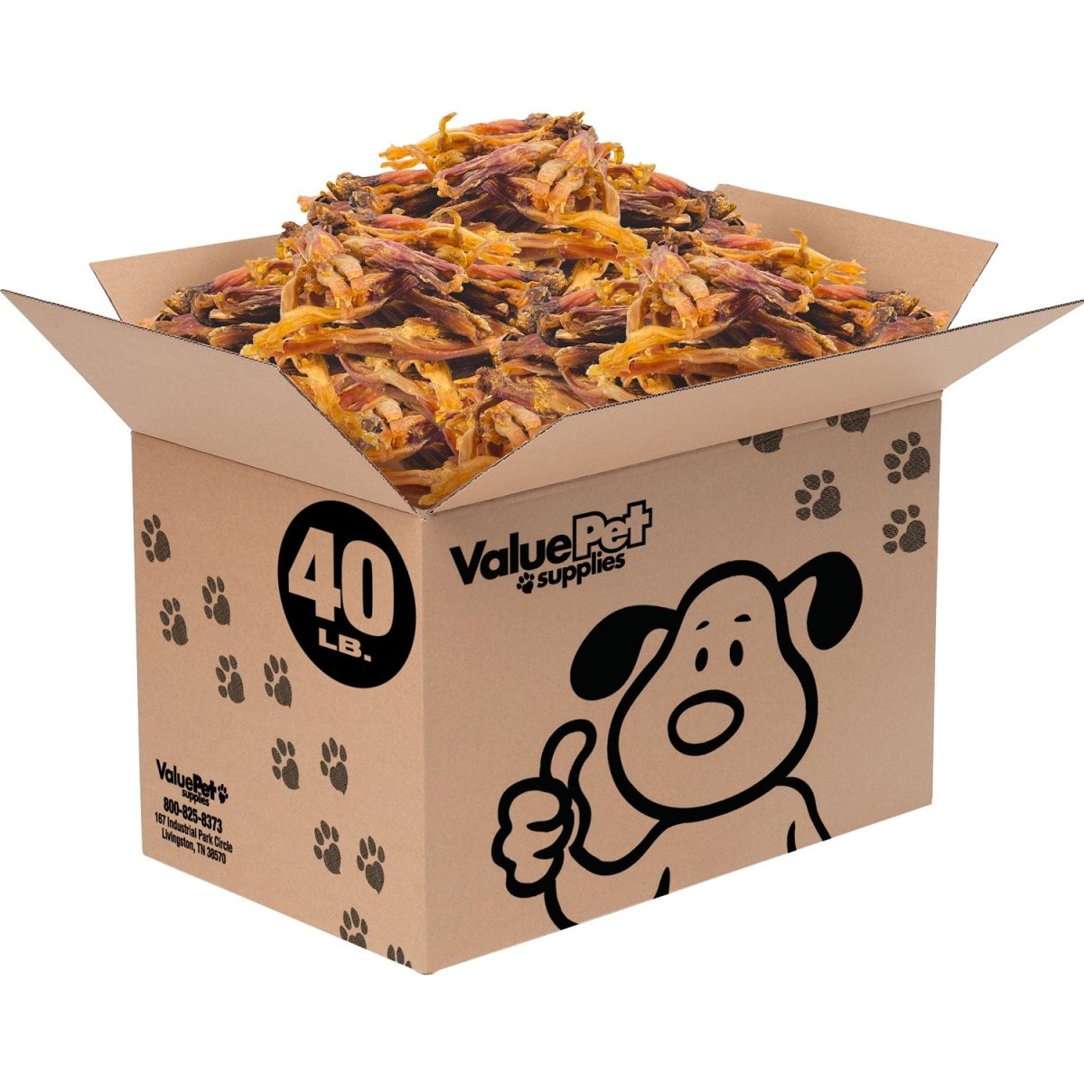 ValueBull Beef Tendons For Dogs, Jumbo, Varied Shapes, 40 Pound WHOLESALE PACK - ValuePetSupplies