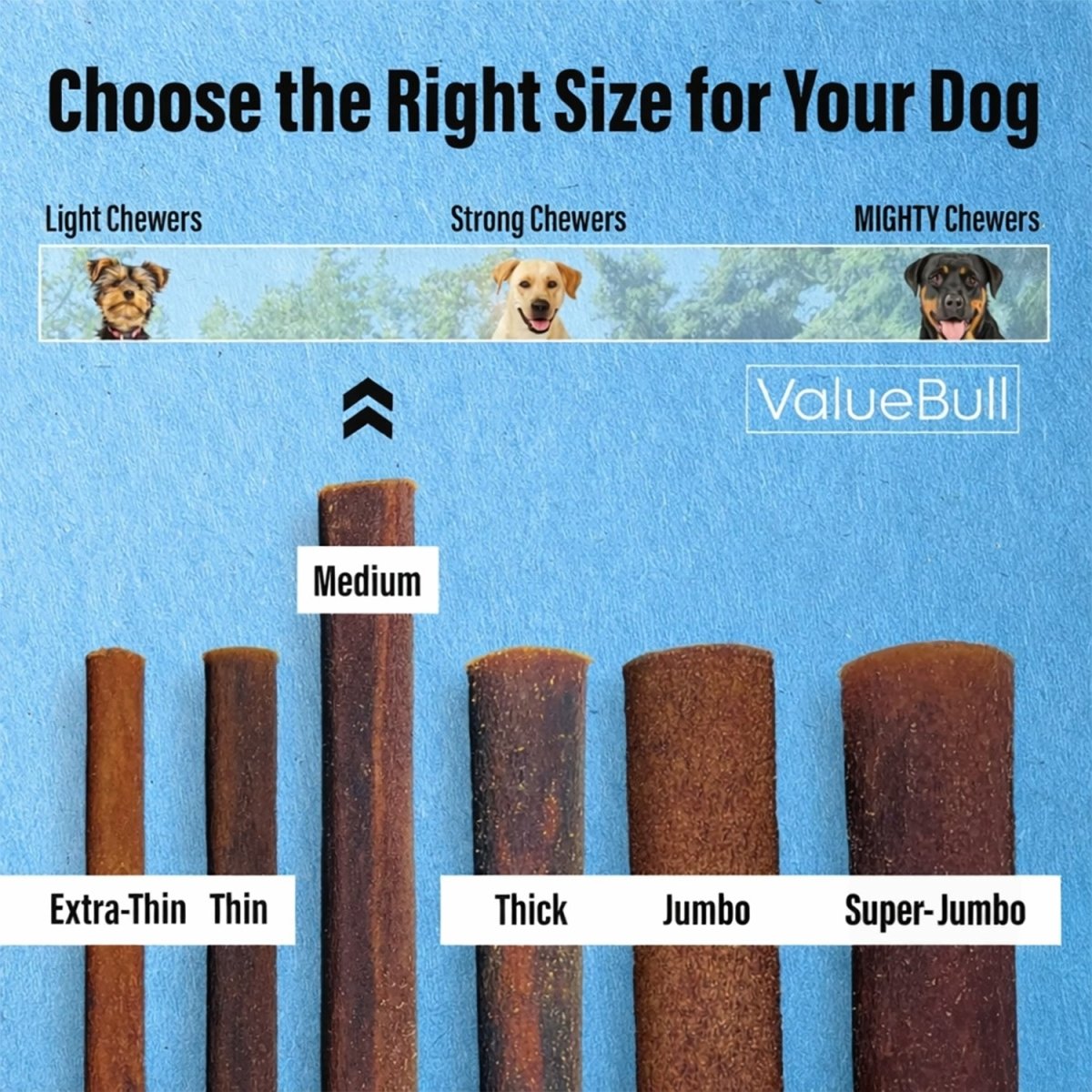 ValueBull Buffalo Collagen Sticks for Dogs, 6 Inch Medium Chews, Natural Long-Lasting Dog Treats, 100 Count Bulk Pack - Medium - 100 Sticks