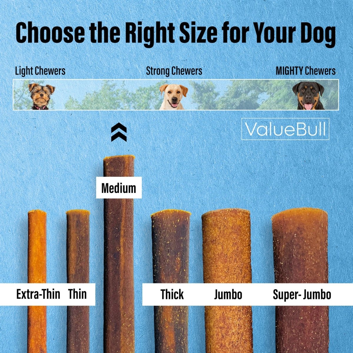 ValueBull Buffalo Collagen Sticks for Dogs, 6 Inch Medium Chews, Natural Long - Lasting Dog Treats, 100 Count BULK PACK - ValuePetSupplies